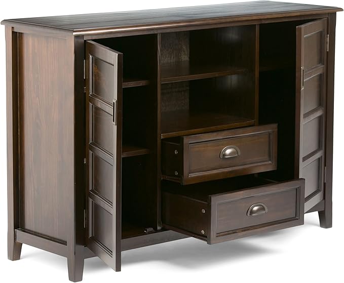 SIMPLIHOME Burlington SOLID WOOD 54 inch Wide Transitional TV Media Stand in - Image 2