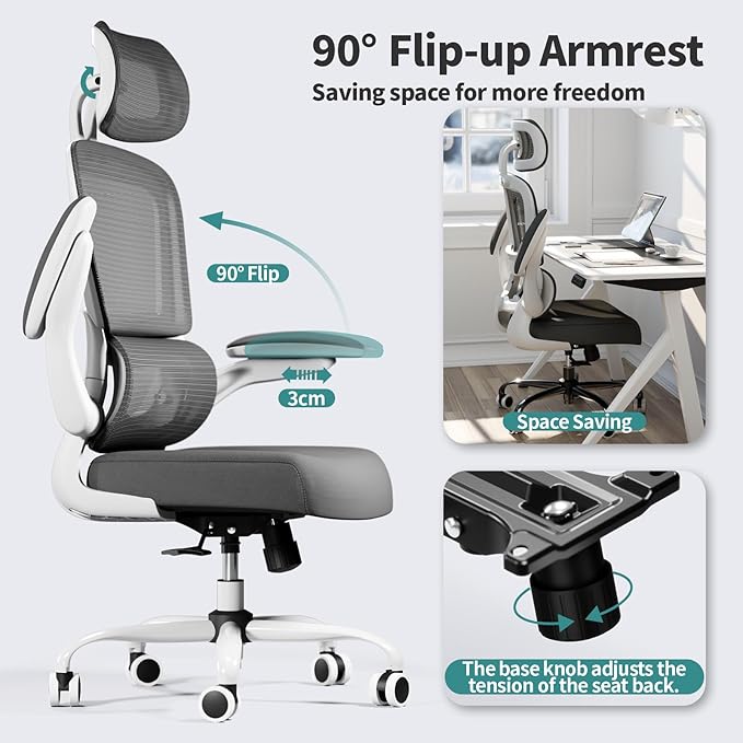 TRALT Office Chair Ergonomic Desk Chair, 330 LBS Home Mesh Office Desk Chairs - Image 5