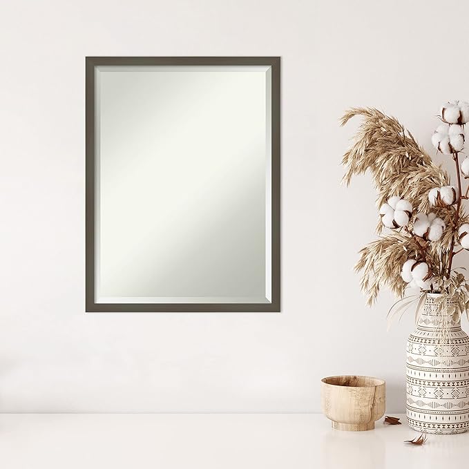 Amanti Art Grey Wall Mirror 25x19 Svelte Clay Grey Rectangle Bathroom Mirror - Image 5