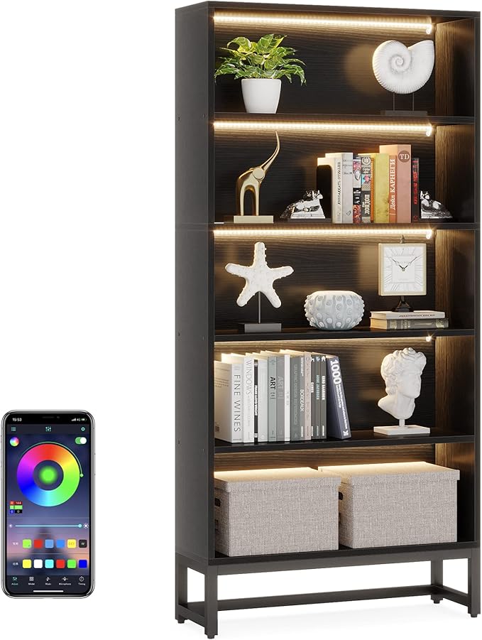Tribesigns Tall Bookcase Black Bookshelf, 70.8” Large Bookcases Organizer - Image 10