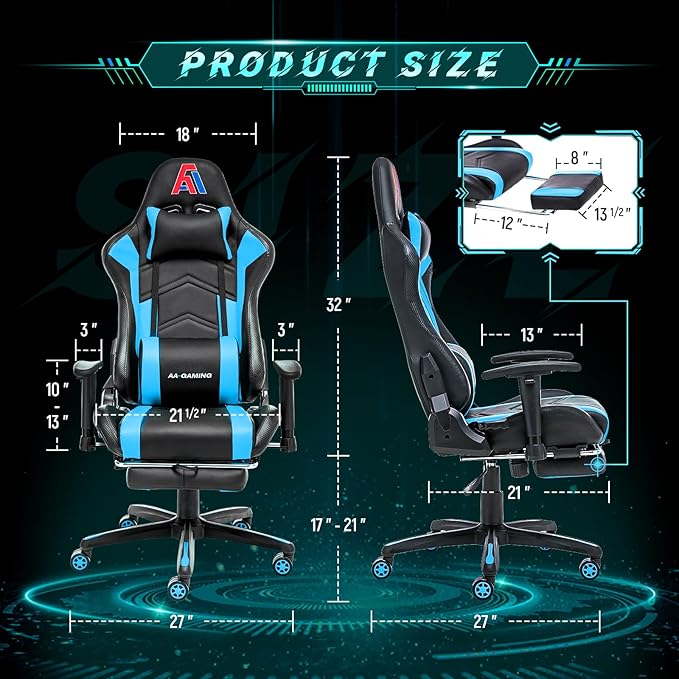 AA Products Gaming Chair Ergonomic High Back Computer Racing Chair Adjustable - Image 2