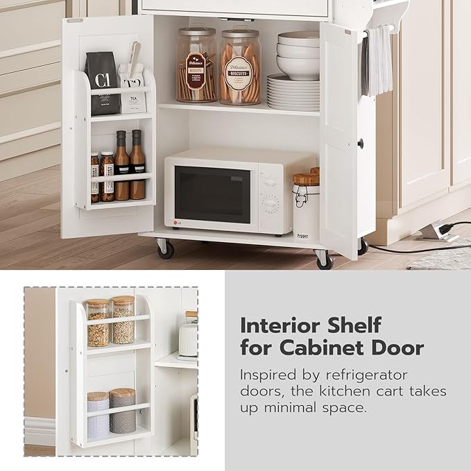 HOOBRO Kitchen Island with Power Outlet, Kitchen Storage Island with Large - Image 5