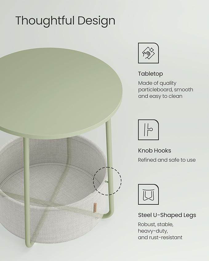 VASAGLE Small Round Side End Table, Modern Nightstand - Image 7