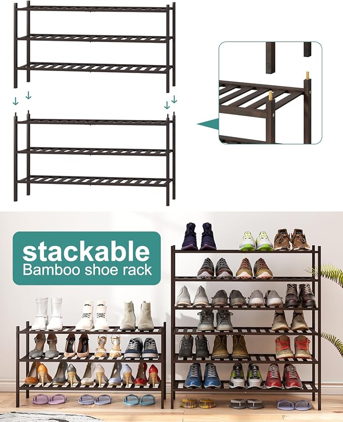 Long Shoe Rack, Bamboo Wood Shoe Rack - Image 5