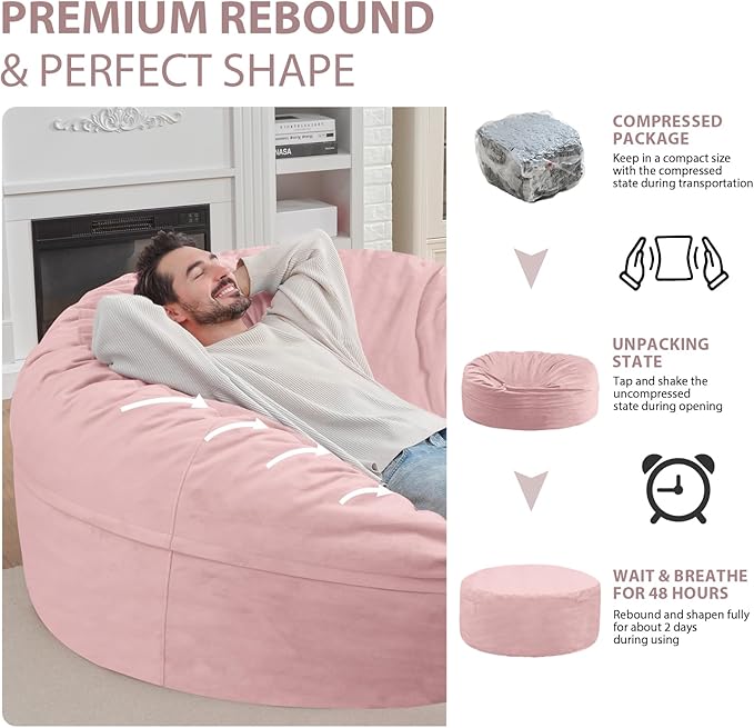 6FT Bean Bag Chair, Large Bean Bag Chairs - Image 6