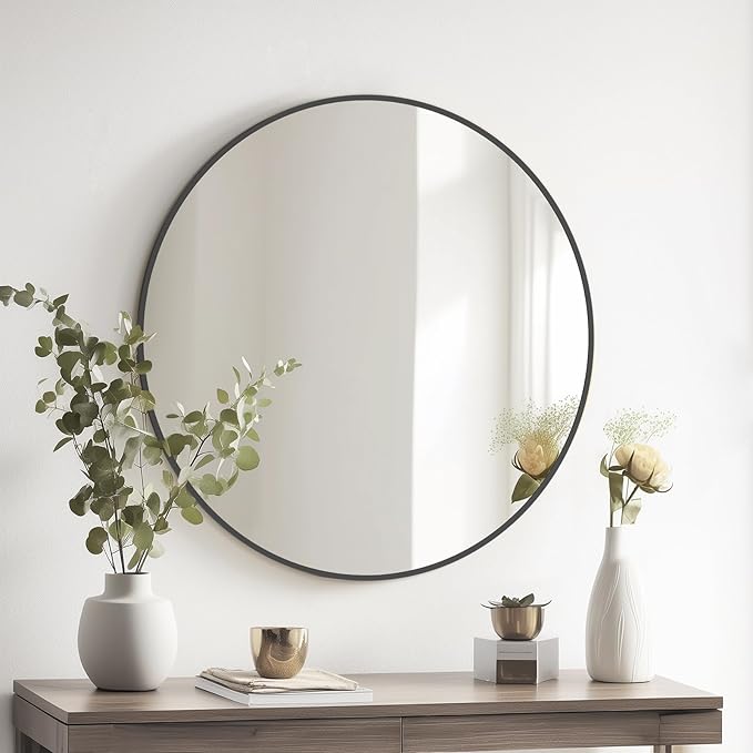 HOMECOOKIN Round Wall Mirror 28" Black Circle Mirror - Image 4