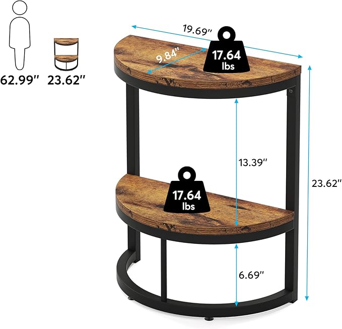 Tribesigns End Table Semi Circle, Small Half Round Side Table - Image 2
