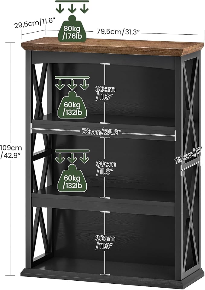 4-Tier Bookcase, 42.9" Floor Standing Organizer Shelf, Corner Book Stand - Image 3
