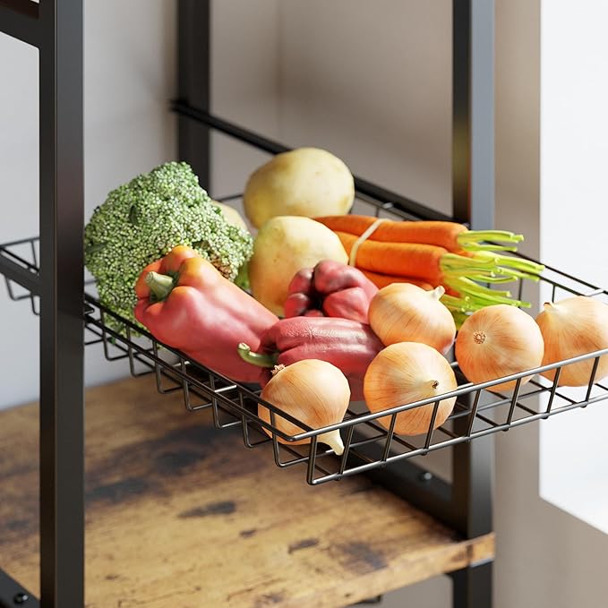 IRONCK Bakers Rack with 2 Storage Cabinets and Power Outlet, 45.3 Inch - Image 6