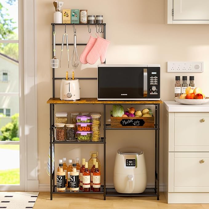 Baker's Rack for Kitchen with Storage, Microwave Stand with Adjustable Shelves - Image 4