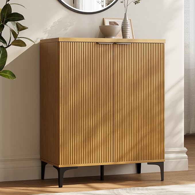 Fluted Sideboard Buffet Cabinet, 2 Doors Side Board Storage Cabinet, Buffet - Image 5