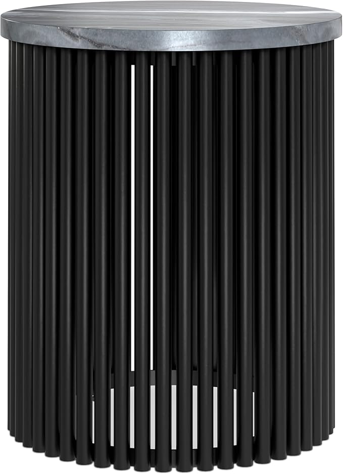 SIMPLIHOME Demy 18-inch Wide Metal Accent Table in Black Marble/Black Metal - Image 6