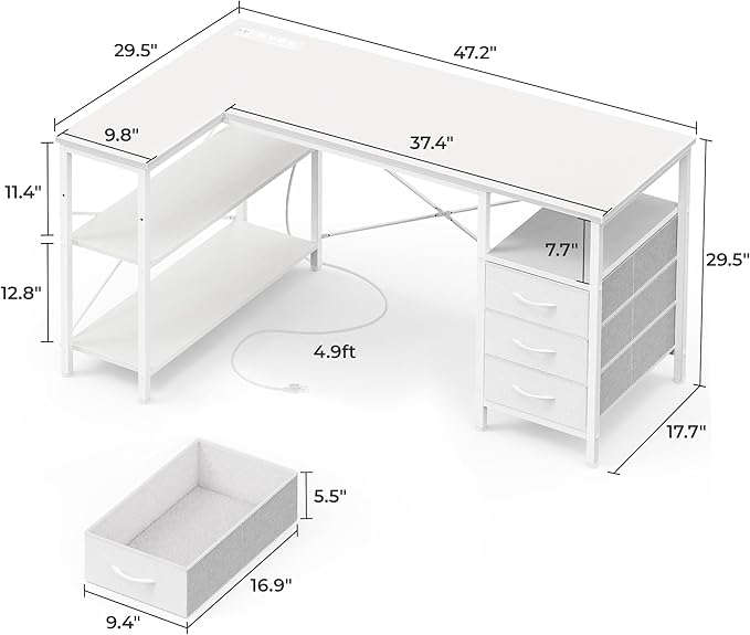 Huuger L Shaped Office Desk - Image 3