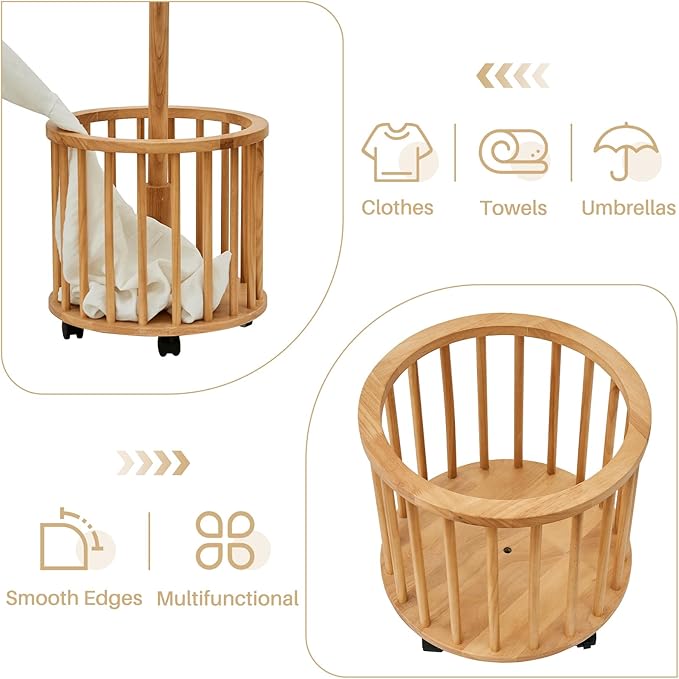 Uniclinens Solid Wood Coat Rack Freestanding - Image 4