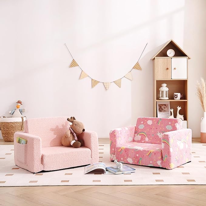 Tiita Kids Chair Couch, Folding Toddler Comfy Sofa Chairs, 2-in-1 Kids Plush - Image 7