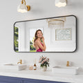 Koonmi Bathroom Mirror, 24X48 Inch Black Metal Framed Mirror by KOONMI