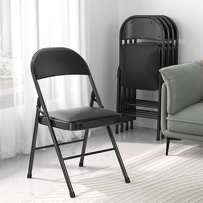 VECELO 4-Pack Folding Chairs Portable Metal - Image 2