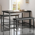 Garvee Dining Table with 2 Benches, Kitchen Table with 2 Upholstered Benches by Unknown