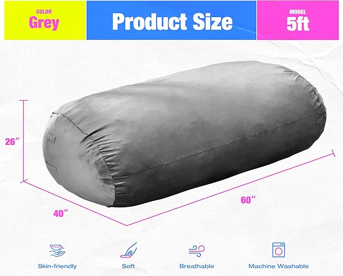 Hobestluk 5FT Bean Bag Chair Large Beanbag Lounger - Image 2