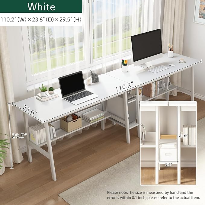 2-Person Writing Desk with Bookshelf - Image 6