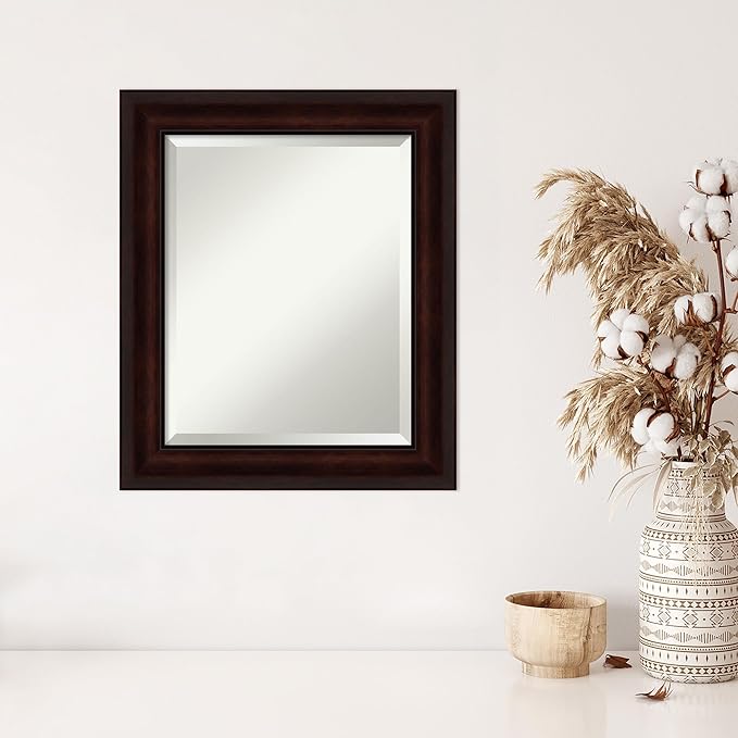 Amanti Art Brown Wall Mirror 25x21 Coffee Bean Brown Rectangle Bathroom Mirror - Image 5