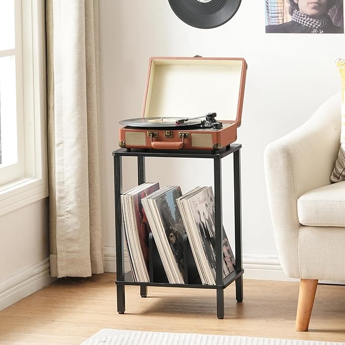 HOOBRO Record Player Stand, 2-Tier End Table, Vinyl Record Turntable Stand - Image 7