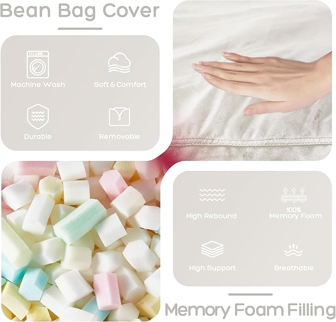 HABUTWAY Bean Bag Chair: Giant 4' Memory Foam Furniture Bean Bag Chairs - Image 5