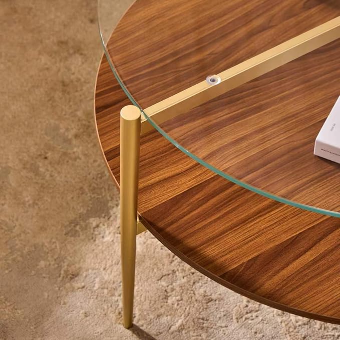 Shrine Round Glass Coffee Table, Mid-Century Modern Design, D30 x H17 in - Image 8
