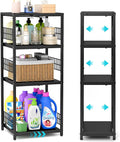 Expandable Slim Storage Shelf, 4 Tier Metal Shelving Unit by DAOUTIME