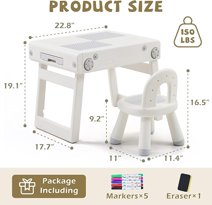 Toddler Table and Chair Set, Foldable Building Block Table - Image 2