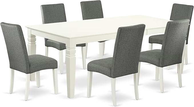 East West Furniture LGDR7-LWH-07 7 Piece Modern Dining Table Set Consist of a by EastWestFurniture
