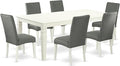 East West Furniture LGDR7-LWH-07 7 Piece Modern Dining Table Set Consist of a by EastWestFurniture