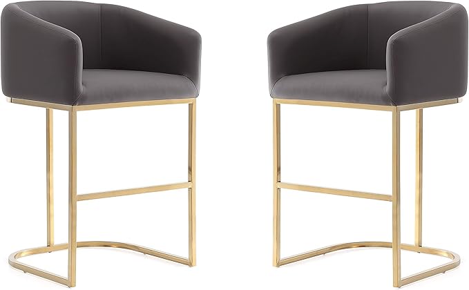 Manhattan Comfort Louvre 26 Inch Mid Century Modern Counter Height Bar Stools by ManhattanComfort