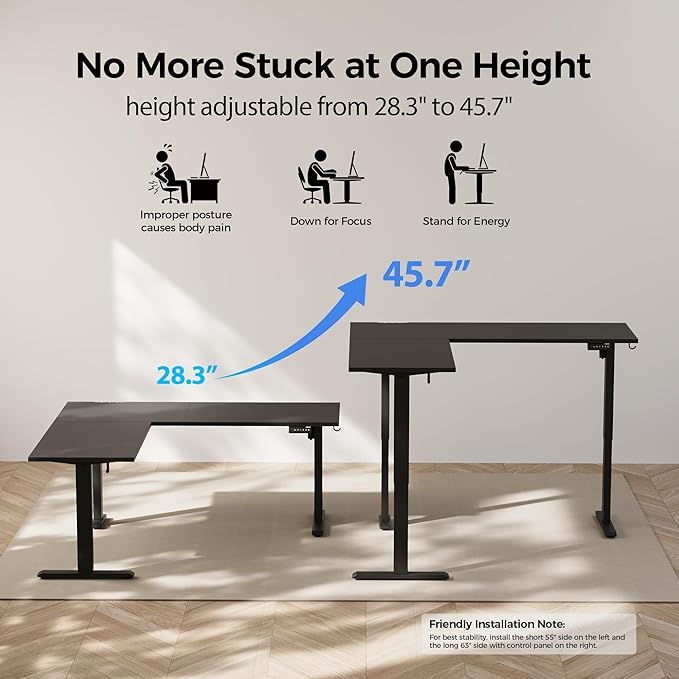 Agilestic 75 Inch L Shaped Standing Desk Adjustable Height, Corner Standing Desk - Image 5