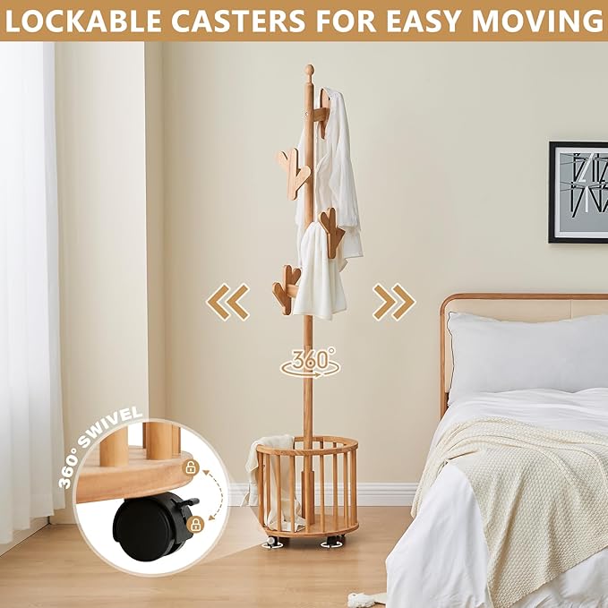 CozyDH Solid Wood Coat Rack Freestanding - Image 3