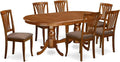 East West Furniture PLAV7-SBR-C 7 Piece Dining Table Set Consist of an Oval by EastWestFurniture