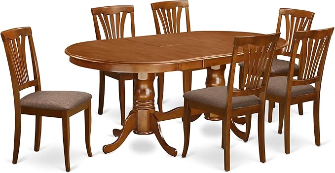 East West Furniture PLAV7-SBR-C 7 Piece Dining Table Set Consist of an Oval by EastWestFurniture