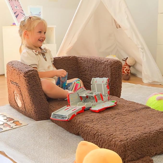 ALIMORDEN 2-in-1 Flip Out Cuddly Sherpa Toddler Couch, Convertible Sofa to - Image 2