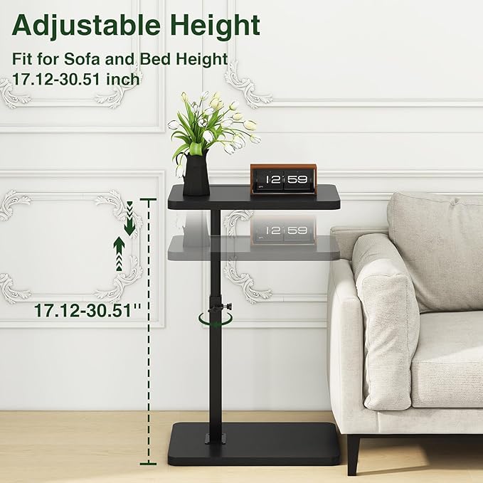 IBUYKE Tray Table for Couch, 360° Swivel Height Adjustable End Table for Small - Image 4