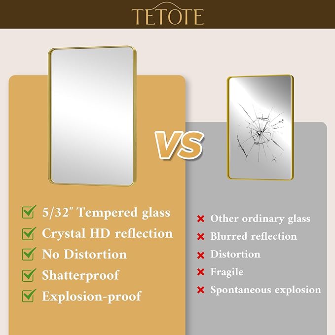 TETOTE Gold Framed Mirror 36 x 36 Vanity Mirrors - Image 4