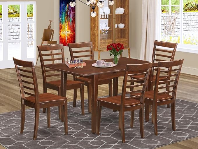 East West Furniture NOML7-MAH-W 7 Piece Kitchen Table Set Consist of a - Image 6