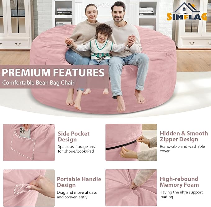 6FT Bean Bag Chair, Large Bean Bag Chairs - Image 4