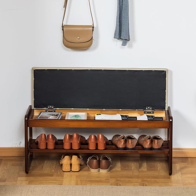 latifolia Solid Wood Bench, Entryway Shoe Bench - Image 4