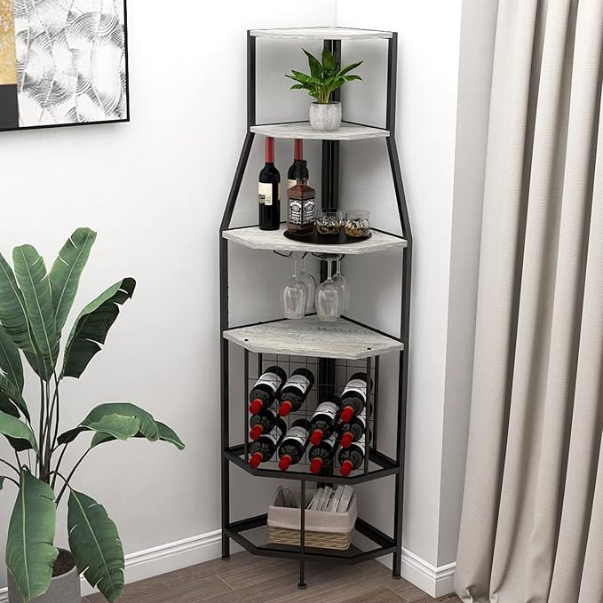 5-Tier Corner Wine Rack Floorstanding by Espelism