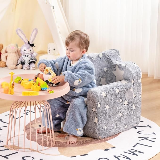 Tiita Kids Couch Plush Toddler Chair, Cloud-Like Glow in The Dark Kids Sofa - Image 2