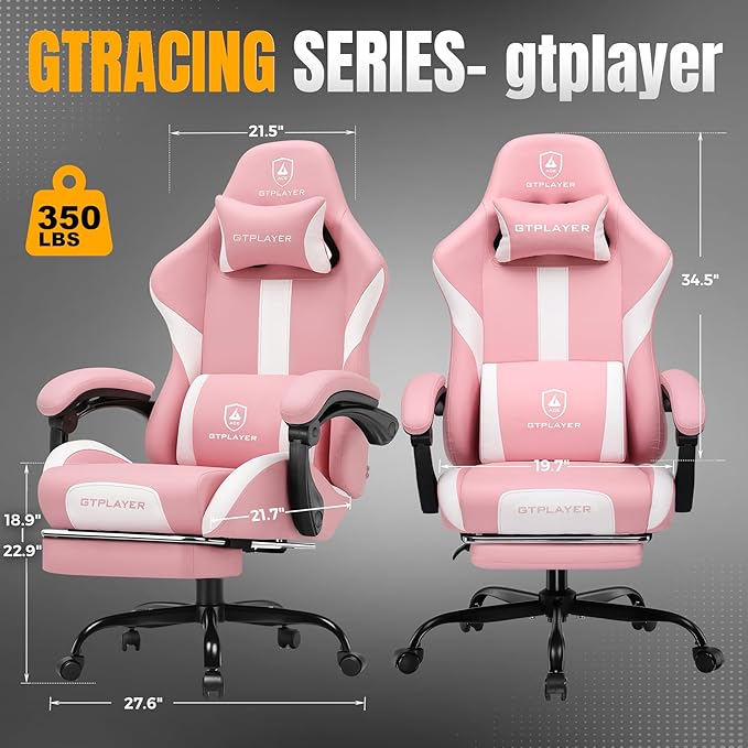 GTRACING Gaming Chair with Foot Rest & Pocket Spring Cushion, Ergonomic High - Image 3