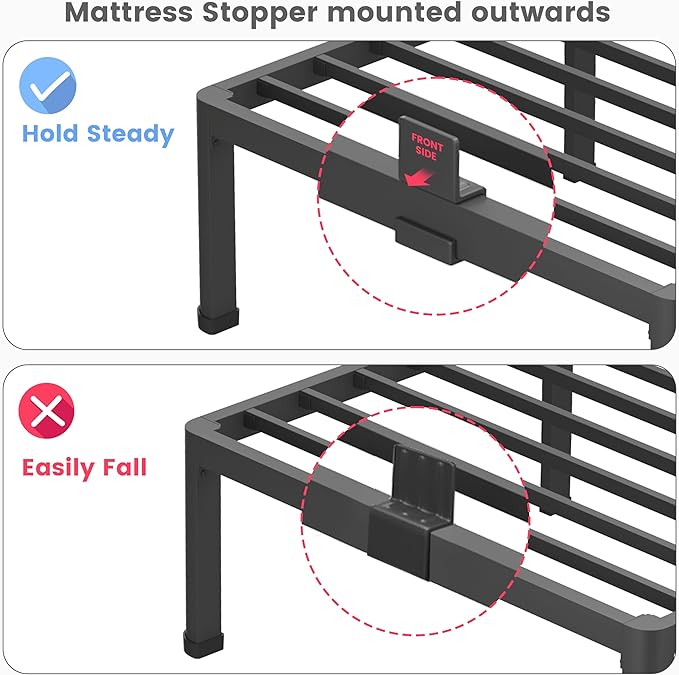 16 Inch King Size Metal Platform Bed Frame - Image 8