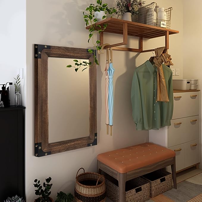 blue page Mirror for Wall, Rustic Wood Mirror - Image 6