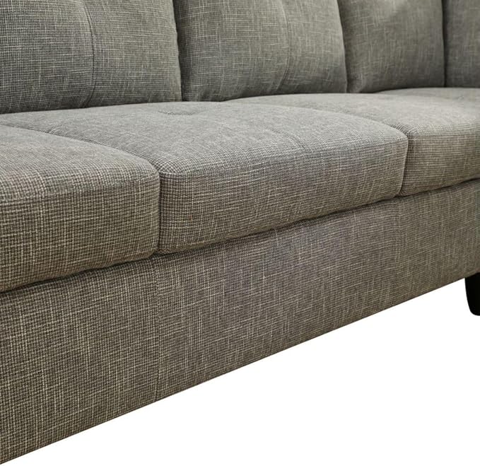 Grey-2 L-Shaped 3-Piece Linen Sofa - Image 5