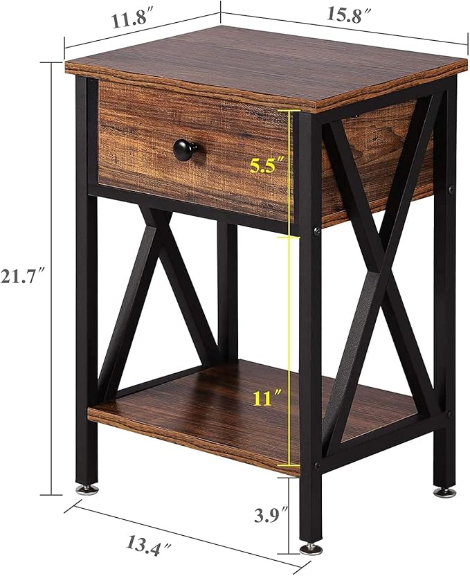VECELO Nightstands Set of 2, Modern Bedside End Tables, Night Stands - Image 3